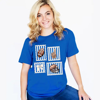 Football Stamp T Shirt Vintage Game Day Fan Graphic Sports Tee #HPTS-FBSTAMP - Screen Printed T-Shirt - Women’s