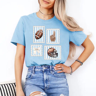 Football Stamp T Shirt Vintage Game Day Fan Graphic Sports Tee #HPTS-FBSTAMP - Screen Printed T-Shirt - Women’s