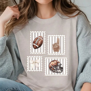 Football Stamp T Shirt Vintage Game Day Fan Graphic Sports Tee #HPTS-FBSTAMP - Screen Printed T-Shirt - Women’s