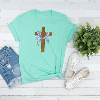 For the Cross Christian T Shirt Faith Graphic Inspirational Tee #HPTS-FCROSS - Screen Printed T-Shirt - Women’s