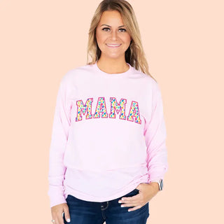 Fun Leopard Mama Long Sleeve Shirt Trendy Mom Graphic Tee #HPLS-FUNMA24 - Screen Printed T-Shirt - Women’s