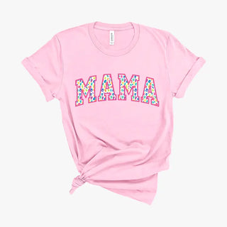 Fun Leopard Mama T Shirt Trendy Mom Graphic Tee Gift for Her #HPTS-FUNMA24 - Light Pink / Large - Screen Printed