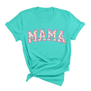 Fun Leopard Mama T Shirt Trendy Mom Graphic Tee Gift for Her #HPTS-FUNMA24 - Heather Mint / Large - Screen Printed