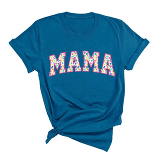 Fun Leopard Mama T Shirt Trendy Mom Graphic Tee Gift for Her #HPTS-FUNMA24 - Deep Teal / Medium - Screen Printed