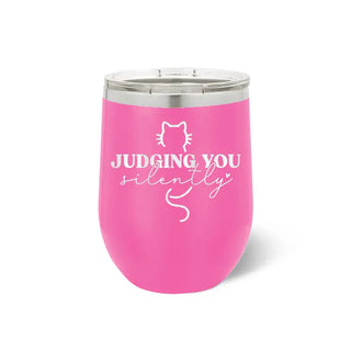 Funny Cat Tumbler 12oz Insulated Cup Cat Mom Gift Pet Lover Drinkware #TWB12-JUDGE - Pink - Insulated Mug/Tumbler