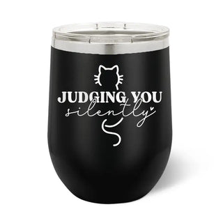 Funny Cat Tumbler 12oz Insulated Cup Cat Mom Gift Pet Lover Drinkware #TWB12-JUDGE - Black - Insulated Mug/Tumbler