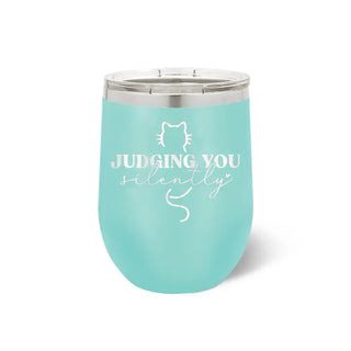 Funny Cat Tumbler 12oz Insulated Cup Cat Mom Gift Pet Lover Drinkware #TWB12-JUDGE - Teal - Insulated Mug/Tumbler