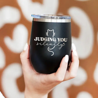 Funny Cat Tumbler 12oz Insulated Cup Cat Mom Gift Pet Lover Drinkware #TWB12-JUDGE - Insulated Mug/Tumbler