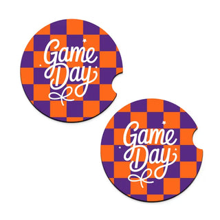 Game Day Check Car Coaster 2 Pce Set Football Auto Accessory Gift #SPACK-CC132-GDBOW - Car Coaster - Women’s