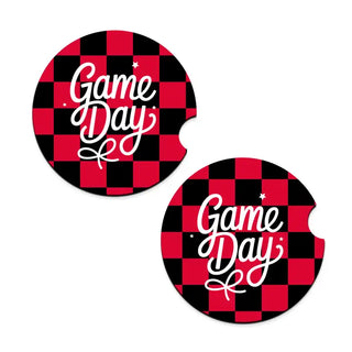 Game Day Check Car Coaster 2 Pce Set Football Auto Accessory Gift #SPACK-CC132-GDBOW - Car Coaster - Women’s