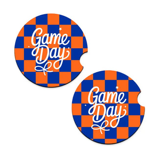 Game Day Check Car Coaster 2 Pce Set Football Auto Accessory Gift #SPACK-CC132-GDBOW - Car Coaster - Women’s