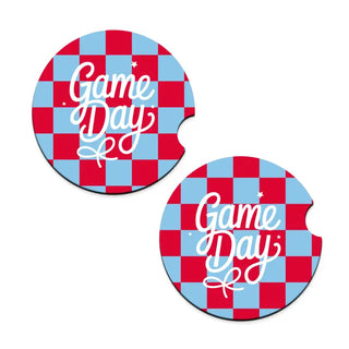 Game Day Check Car Coaster 2 Pce Set Football Auto Accessory Gift #SPACK-CC132-GDBOW - Car Coaster - Women’s