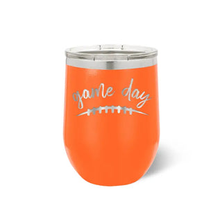 Game Day Football Tumbler 12oz Insulated Tailgate Cup Football Mom Gift #TWB12-GD-BLK - Orange - Insulated Mug/Tumbler