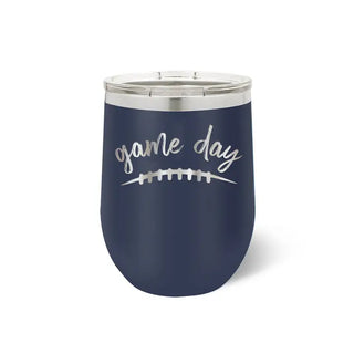 Game Day Football Tumbler 12oz Insulated Tailgate Cup Football Mom Gift #TWB12-GD-BLK - Navy - Insulated Mug/Tumbler