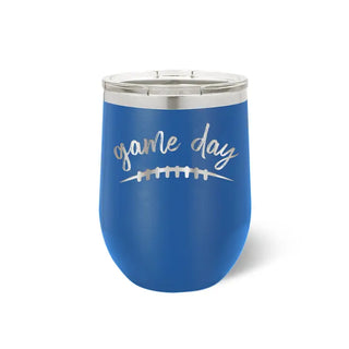 Game Day Football Tumbler 12oz Insulated Tailgate Cup Football Mom Gift #TWB12-GD-BLK - Royal Blue - Insulated