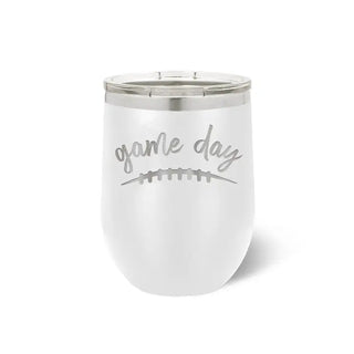 Game Day Football Tumbler 12oz Insulated Tailgate Cup Football Mom Gift #TWB12-GD-BLK - White - Insulated Mug/Tumbler
