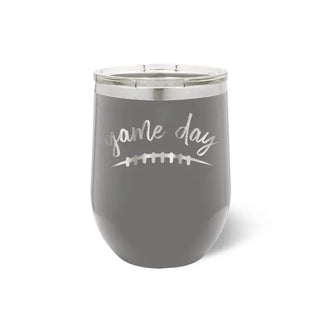 Game Day Football Tumbler 12oz Insulated Tailgate Cup Football Mom Gift #TWB12-GD-BLK - Grey - Insulated Mug/Tumbler