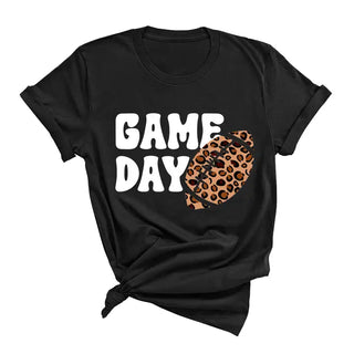 Game Day Leopard Football T Shirt Trendy Fan Graphic Game Tee #HPTS-GDLPRD23 - Black / Large - T-Shirt (Graphic)