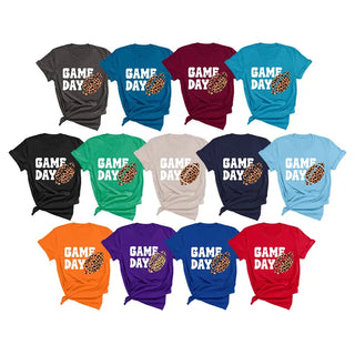 Game Day Leopard Football T Shirt Trendy Fan Graphic Game Tee #HPTS-GDLPRD23 - T-Shirt (Graphic) - Women’s