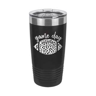 Game Day Leopard Tumbler 20oz Football Cup Football Mom Gift #TWB20-GDLPRDFB-BLK - Black - Insulated Mug/Tumbler