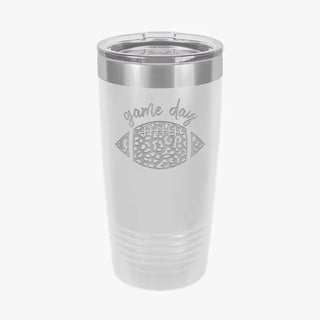 Game Day Leopard Tumbler 20oz Football Cup Football Mom Gift #TWB20-GDLPRDFB-BLK - White - Insulated Mug/Tumbler