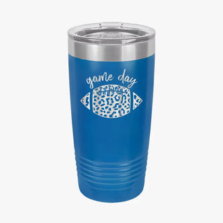 Game Day Leopard Tumbler 20oz Football Cup Football Mom Gift #TWB20-GDLPRDFB-BLK - Royal Blue - Insulated Mug/Tumbler