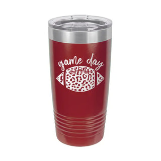 Game Day Leopard Tumbler 20oz Football Cup Football Mom Gift #TWB20-GDLPRDFB-BLK - Garnet - Insulated Mug/Tumbler