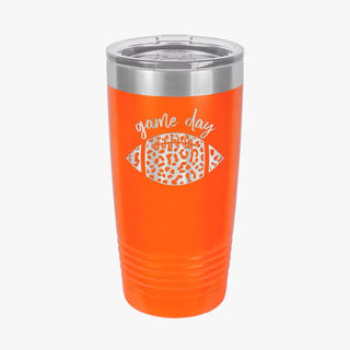 Game Day Leopard Tumbler 20oz Football Cup Football Mom Gift #TWB20-GDLPRDFB-BLK - Orange - Insulated Mug/Tumbler
