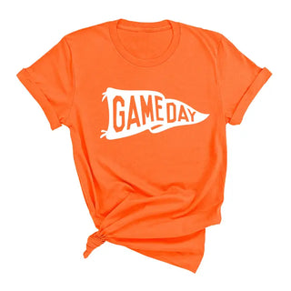 Game Day Pennant T Shirt Football Fan Spirit Graphic Tee #HPTS-GDPEN - Orange / Large - Screen Printed T-Shirt - Women’s