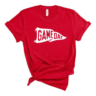 Game Day Pennant T Shirt Football Fan Spirit Graphic Tee #HPTS-GDPEN - Red / Large - Screen Printed T-Shirt - Women’s