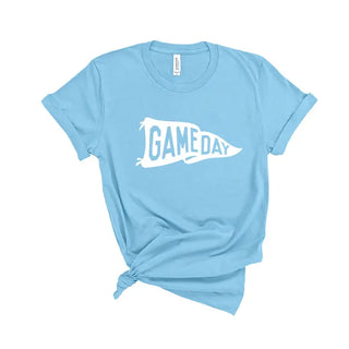 Game Day Pennant T Shirt Football Fan Spirit Graphic Tee #HPTS-GDPEN - Ocean Blue / Large - Screen Printed T-Shirt