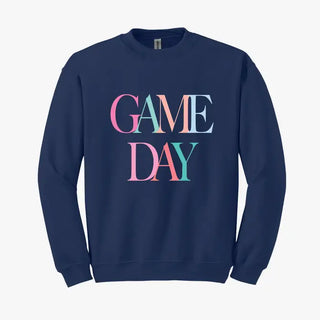 Game Day Sweatshirt Football Tailgate Cozy Sports Pullover #HPSW-NAVY-GAMED - S - Graphic Sweatshirt - Women’s