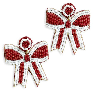 Garnet Bow Earrings #VLJE6410-GAR - Dangle Earrings