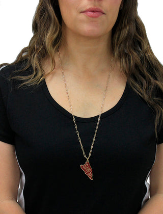 Garnet Red Game Day Pennant Necklace #ACN-215GD-GAMED-GAR - Individual Charm/Pendant