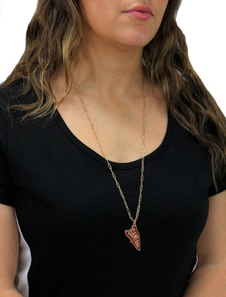 Garnet Red Game Day Pennant Necklace #ACN-215GD-GAMED-GAR - Individual Charm/Pendant