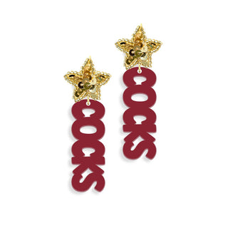 Garnet South Carolina Gamecocks Earrings #ACE-896STR-COCKS-GAR - Dangle Earrings