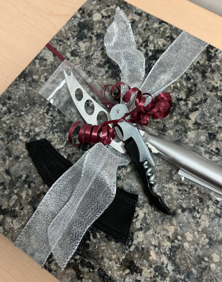 Genuine Stone Charcuterie Board, Cheese Knife and Bottle Opener Gift #A202301