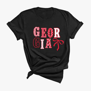 Georgia State Pride T Shirt Southern Graphic Peach State Tee #HPTS-BLK-GA24 - T-Shirt (Graphic) - Women’s