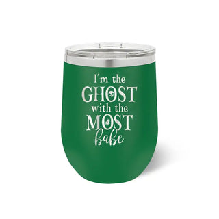 Ghost With the Most Tumbler 12oz Spooky Halloween Insulated Cup #TWB12-GHOST-BLK - Green - Insulated Mug/Tumbler