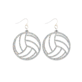 Glitter Volleyball Earrings #ACE-300SV-VOLLEY-HOLGL - Dangle Earrings