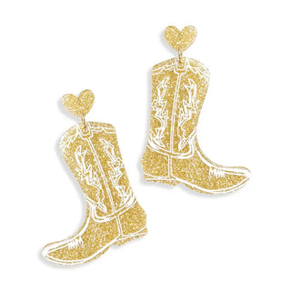 Gold Dolly Boot Earrings #VLJE544-GD - Dangle Earrings