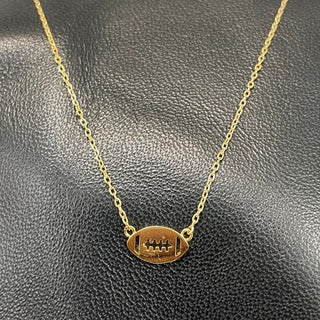 Gold Football Necklace #EN0358G-FOOTBALL - Pendant/Charm Necklace