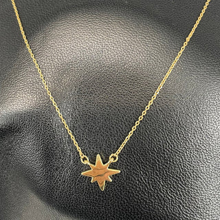 Gold Starburst Necklace #EN1392G-STAR - Pendant/Charm Necklace
