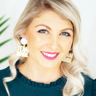 Gold Team Bride Earrings #VLJE3520-TMBR - Dangle Earrings