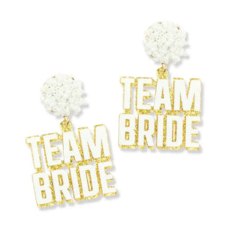 Gold Team Bride Earrings #VLJE3520-TMBR - Dangle Earrings