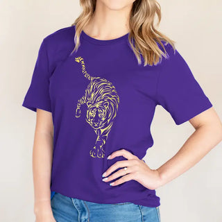 Gold Tiger T-Shirt #HPTS-HKGRNLG-GDTIGER - Screen Printed T-Shirt - Women’s