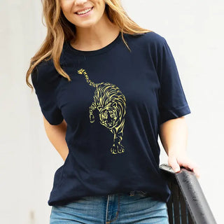 Gold Tiger T-Shirt #HPTS-HKGRNLG-GDTIGER - Screen Printed T-Shirt - Women’s