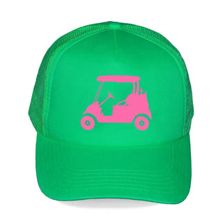 Golf Cart Trucker Hat Pink Embroidered Golf Cap for Women #L197-KGRN-HTHTPKGOLF - Kelly Green - Trucker Hat - Women’s