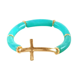 Grace Cross Bracelet #VLJB2304 - Mint - Bangle Bracelet