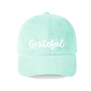 Grateful Embroidered Corduroy Hat Inspirational Baseball Cap Women #M193VL-CORD-GFL - Mint - Baseball Cap - Unisex